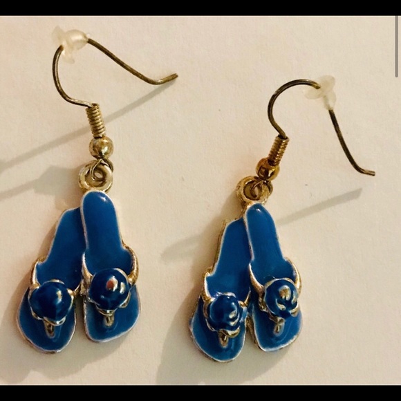 New 3 Pair Blue Red Orange Sandals Enamel Earrings - Picture 13 of 16